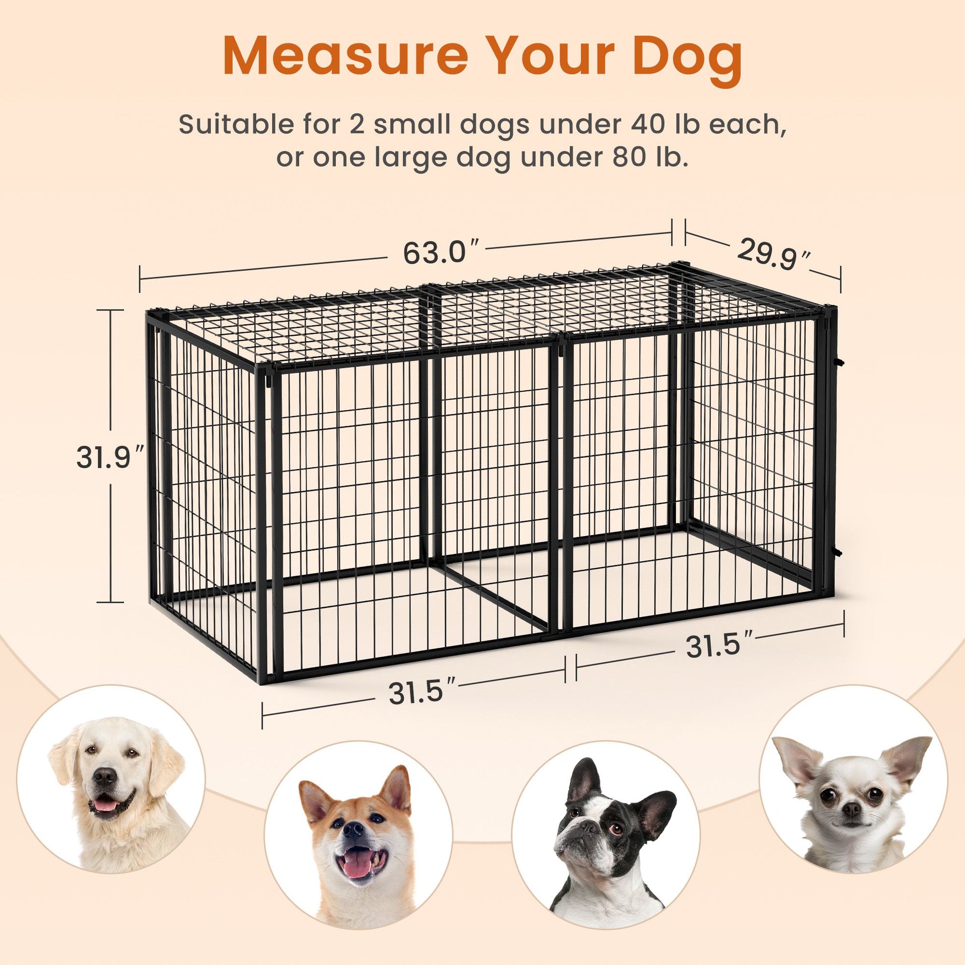 Dog cage for small and medium dogs